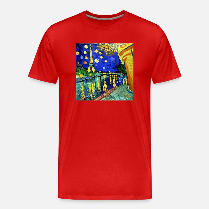 Paris Eiffelturm van gogh - Männer Premium Bio T-Shirt - Rot