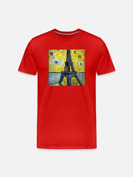 Paris Eiffel Tower van gogh - Men's Premium Organic T-Shirt - red
