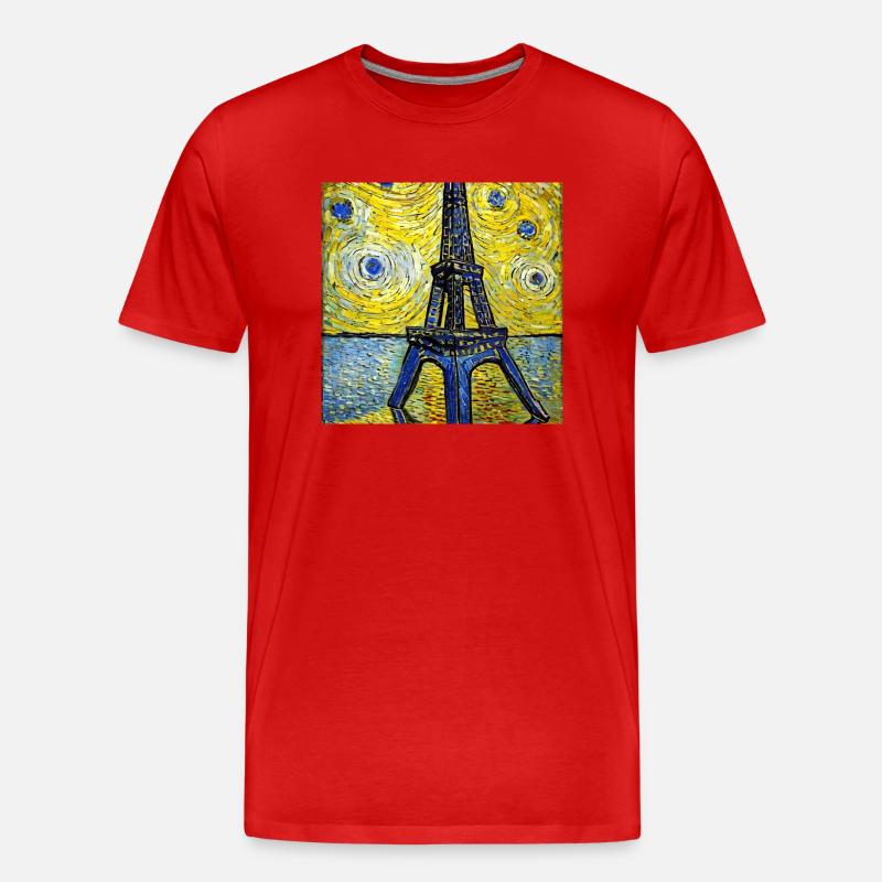 Paris Eiffelturm van gogh - Männer Premium Bio T-Shirt - Rot