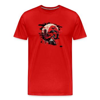 Surreal Japanese Street Art Design - Warrior - Men's Premium Organic T-Shirt - red - Front - Damien (186cm)
