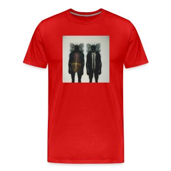 Fotografisches Portrait zwei grosser Insekten - Männer Premium Bio T-Shirt - Rot - Vorne - Damien (186cm)