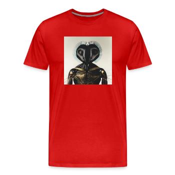 Fotografisches Portrait Humanoides Insekt - Männer Premium Bio T-Shirt - Rot - Vorne - Damien (186cm)