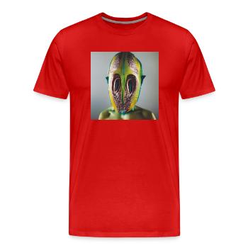 Photographic Portrait Humanoid Insect Green - Men's Premium Organic T-Shirt - red - Front - Damien (186cm)
