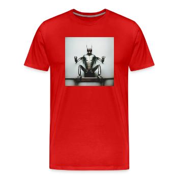 Portrait d’insecte argenté scintillant - T-shirt bio Premium Homme - rouge - Devant - Damien (186cm)