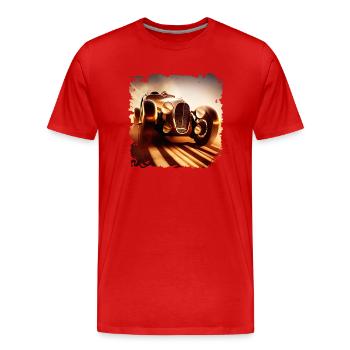 Découvrez une voiture classique à la course de voitures classiques - T-shirt bio Premium Homme - rouge - Devant - Damien (186cm)