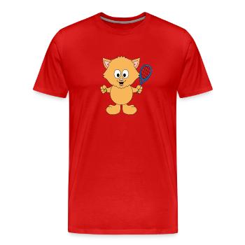 KATZE - KATER - TIER - TENNIS - SPORT - Männer Premium Bio T-Shirt - Rot - Vorne - Damien (186cm)