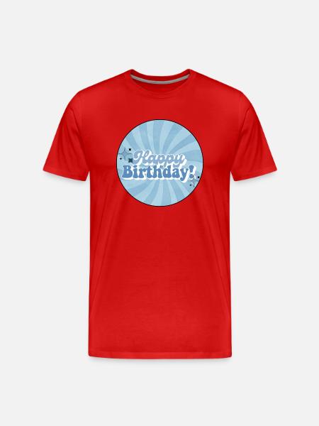 Blue Retro Happy Birthday Lettering - Men's Premium Organic T-Shirt - red