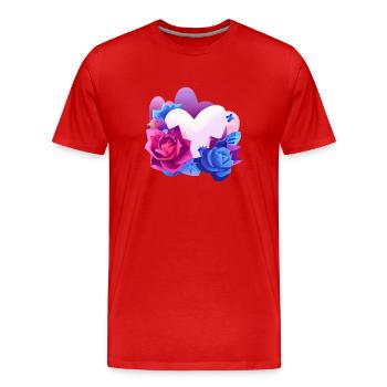 Saint-Valentin Fête des mères Mariage de fiançailles amoureuses - T-shirt bio Premium Homme - rouge - Devant - Damien (186cm)