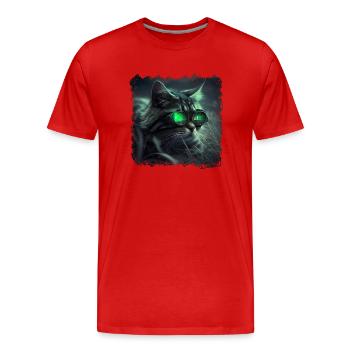 Les chats ont une bonne vision nocturne - T-shirt bio Premium Homme - rouge - Devant - Damien (186cm)