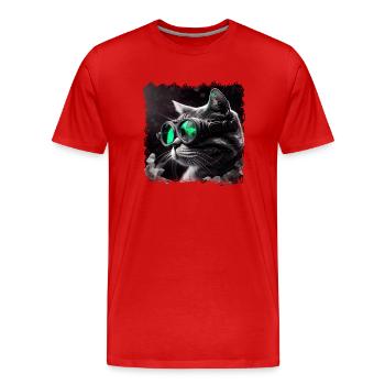 Cats have excellent night vision - Men's Premium Organic T-Shirt - red - Front - Damien (186cm)