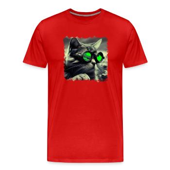 Cats find their way around in the dark - Men's Premium Organic T-Shirt - red - Front - Damien (186cm)