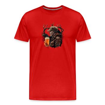 Hunter dans la nature s’offre une bière - T-shirt bio Premium Homme - rouge - Devant - Damien (186cm)