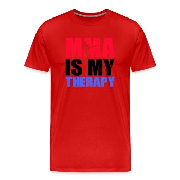 MMA Therapy - Men's Premium Organic T-Shirt - red - Front - Damien (186cm)