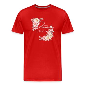 Demoiselle d’honneur - T-shirt bio Premium Homme - rouge - Devant - Damien (186cm)