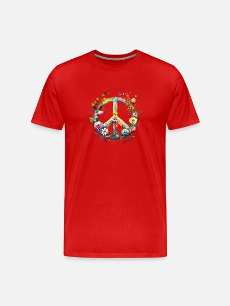Flower Power Peace - Men's Premium Organic T-Shirt - red