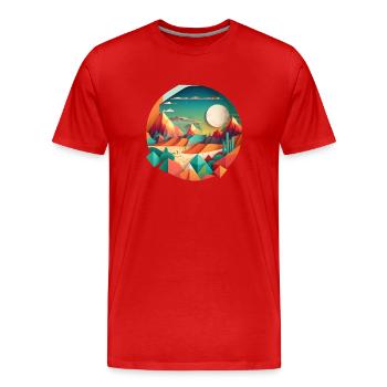 Geometric Landscape - Men's Premium Organic T-Shirt - red - Front - Damien (186cm)