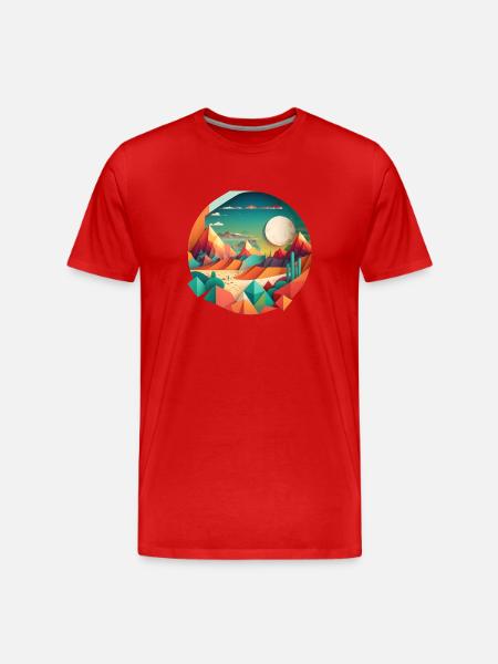 Geometric Landscape - Men's Premium Organic T-Shirt - red