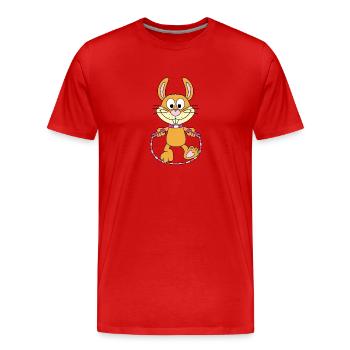 HASE - KANINCHEN - SPRINGSEIL - SEILSPRINGEN - Männer Premium Bio T-Shirt - Rot - Vorne - Damien (186cm)