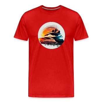 Avec le yacht pour la pêche et la baignade - T-shirt bio Premium Homme - rouge - Devant - Damien (186cm)