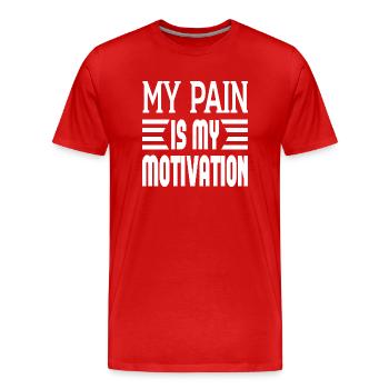 Ma douleur est ma motivation - T-shirt bio Premium Homme - rouge - Devant - Damien (186cm)