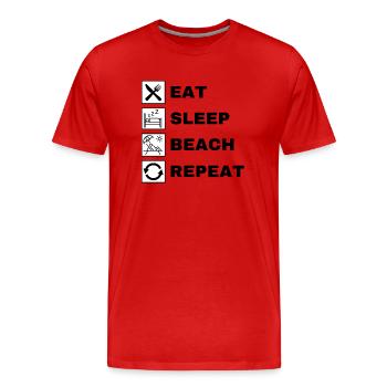 Manger dormir sur la plage répéter - T-shirt bio Premium Homme - rouge - Devant - Damien (186cm)