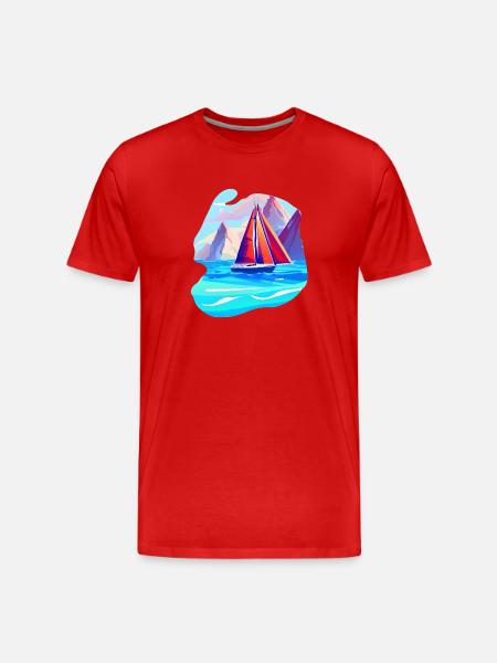 Sailing Sailing Sailboat Sailing Ship - Men's Premium Organic T-Shirt - red