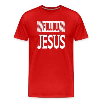Follow Jesus - Men's Premium Organic T-Shirt - red - Front - Damien (186cm)