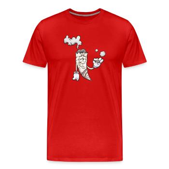 Lustiger Cartoon-Joint - Männer Premium Bio T-Shirt - Rot - Vorne - Damien (186cm)