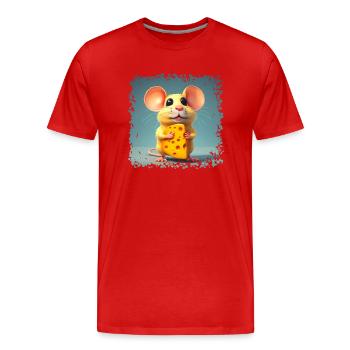 In der Natur ernähren sich Mäuse nicht von Käse - Männer Premium Bio T-Shirt - Rot - Vorne - Damien (186cm)