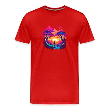 Pixel Adventure Quest - Men's Premium Organic T-Shirt - red - Front - Damien (186cm)
