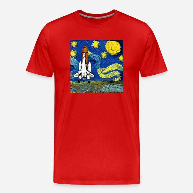 Space Shuttle Van Gogh - Männer Premium Bio T-Shirt - Rot