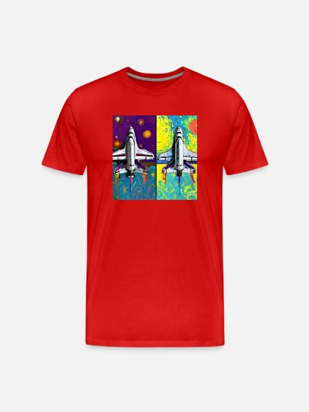 Space Shuttle Van Gogh - Männer Premium Bio T-Shirt - Rot
