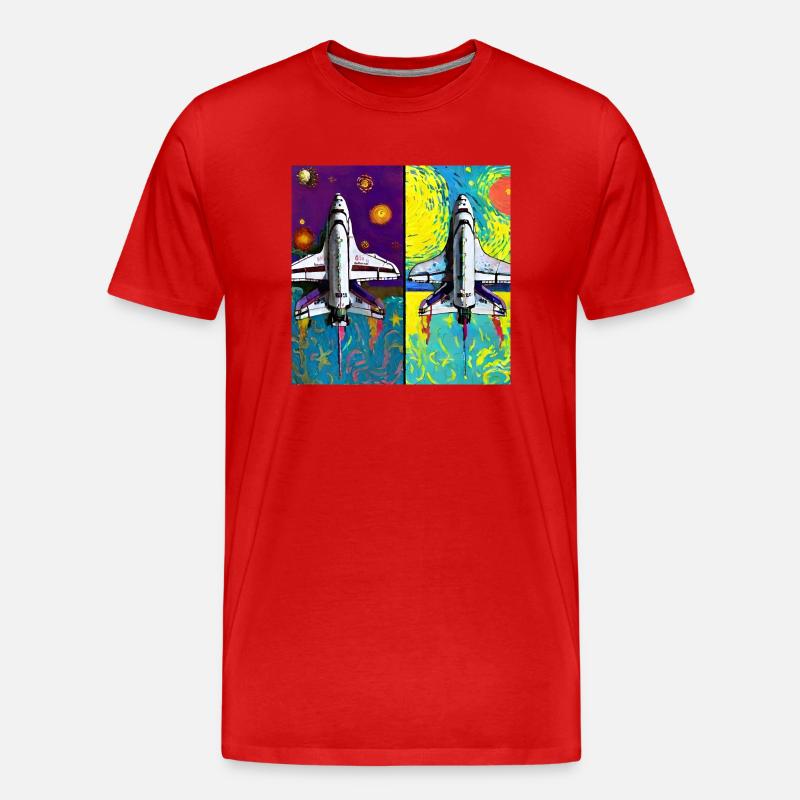 Space Shuttle Van Gogh - Männer Premium Bio T-Shirt - Rot