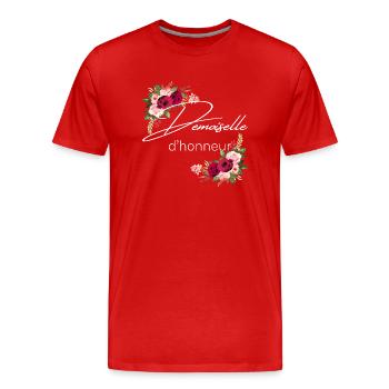 Demoiselle d’honneur - T-shirt bio Premium Homme - rouge - Devant - Damien (186cm)