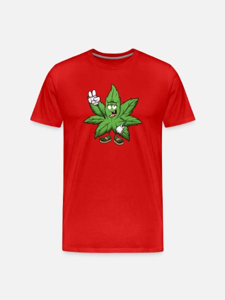 Weed Leaf With Peace Sign - Men's Premium Organic T-Shirt - red