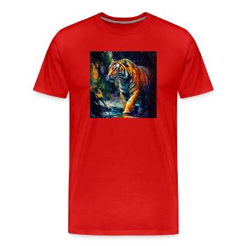 Tigre du Bengale à l’affût - T-shirt bio Premium Homme - rouge - Devant - Damien (186cm)