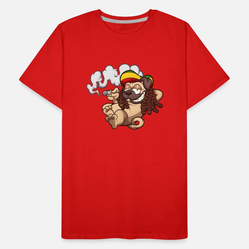 Rasta Mops raucht einen Joint Männer Premium Bio T-Shirt
