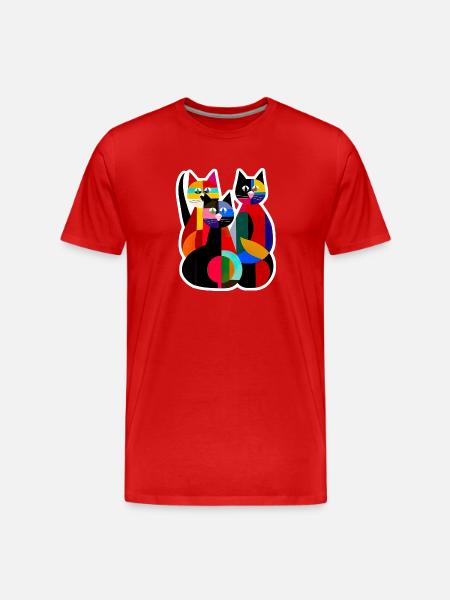 Three Cats - Men's Premium Organic T-Shirt - red
