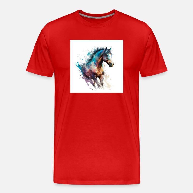 Feuriges Pferd Nr. 5 - Männer Premium Bio T-Shirt - Rot