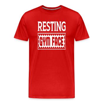 Resting Gym Face - Men's Premium Organic T-Shirt - red - Front - Damien (186cm)