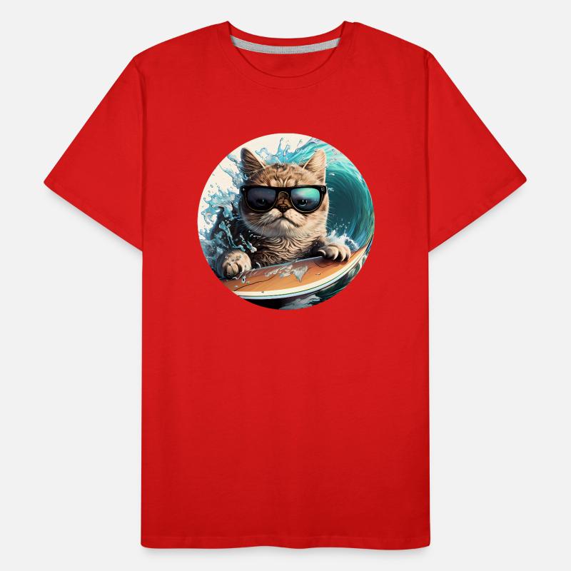 Surf Cat Männer Premium Bio T-Shirt