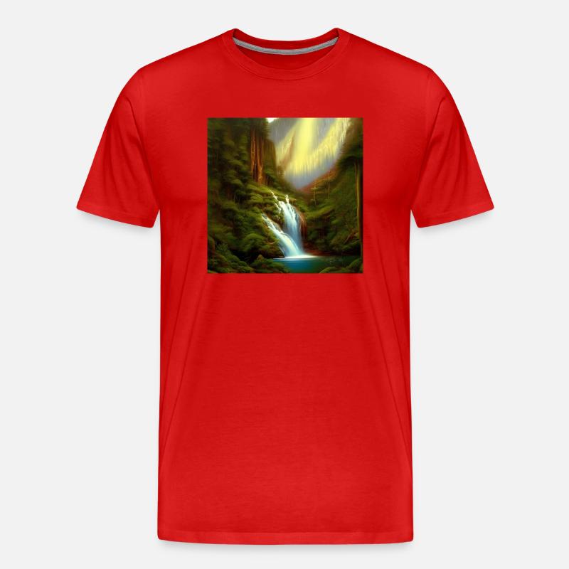 Wasserfall - Männer Premium Bio T-Shirt - Rot