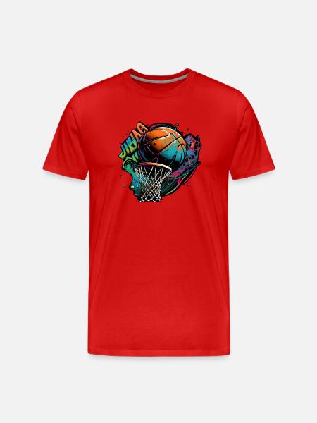 Buntes Basketball Graffiti - Männer Premium Bio T-Shirt - Rot
