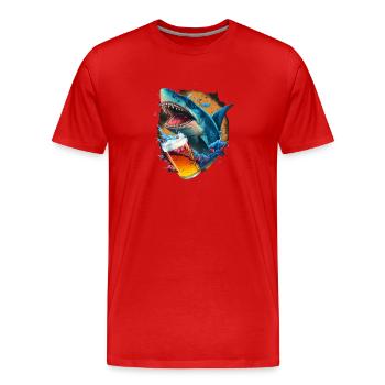 Requin buveur de bière - T-shirt bio Premium Homme - rouge - Devant - Damien (186cm)