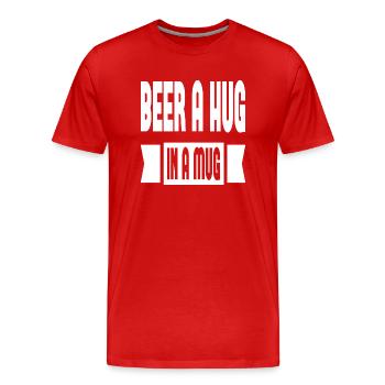 Beer A Hug In A Mug - Männer Premium Bio T-Shirt - Rot - Vorne - Damien (186cm)