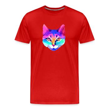 Cat Kitten Domestic Cat Pet Cat Owner - Men's Premium Organic T-Shirt - red - Front - Damien (186cm)