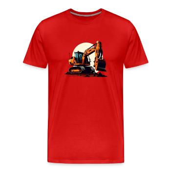 Bagger| Schaufelbagger | Retro - Männer Premium Bio T-Shirt - Rot - Vorne - Damien (186cm)