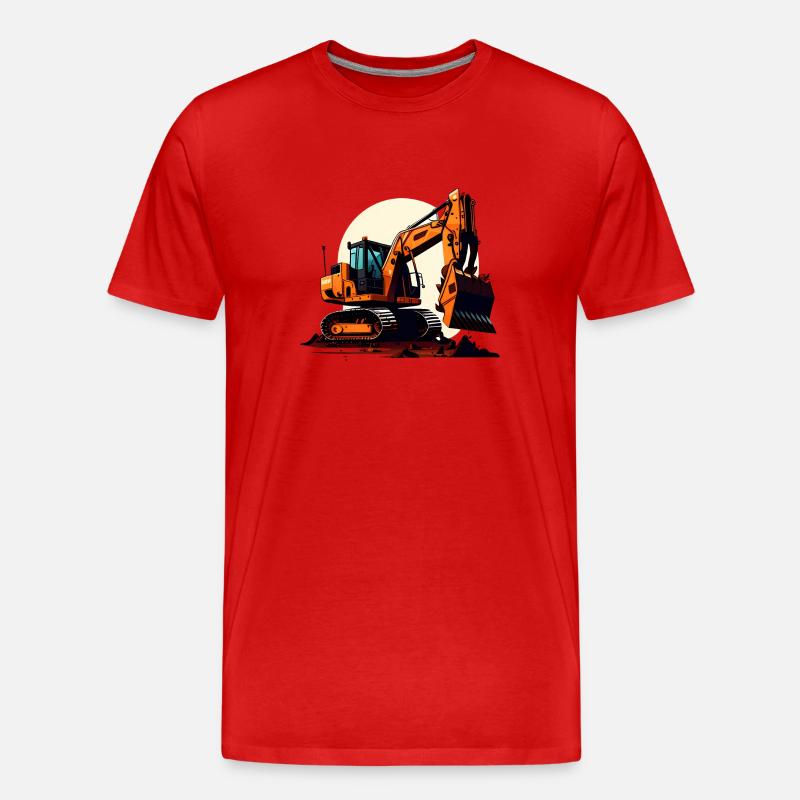 Bagger| Schaufelbagger | Retro - Männer Premium Bio T-Shirt - Rot