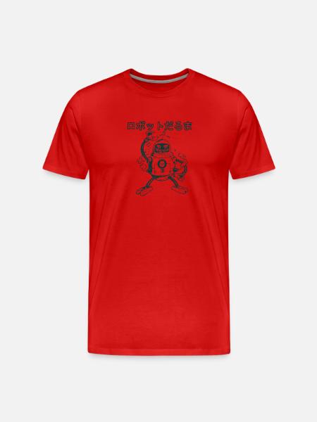 Daruma Robot (black and white) - Men's Premium Organic T-Shirt - red