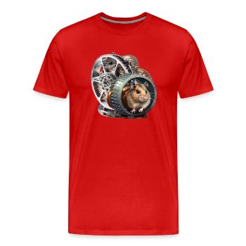 Hamster generates renewable energy - Men's Premium Organic T-Shirt - red - Front - Damien (186cm)